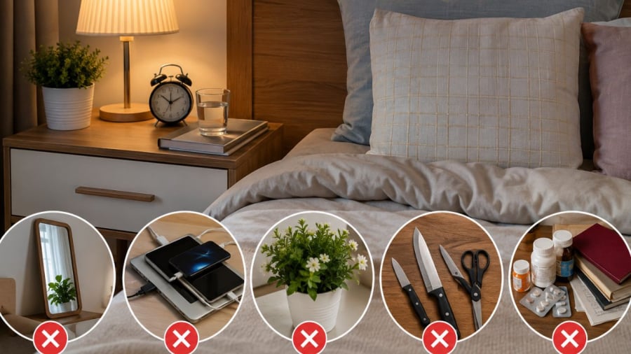 Cần tránh đặt những thứ này ở đầu giường