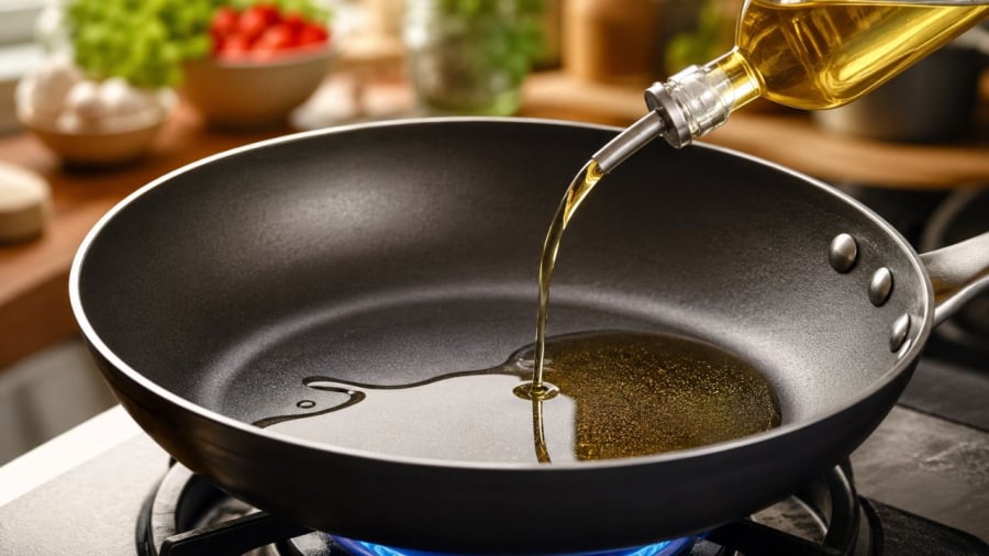 Đợi chảo nóng mới cho dầu ăn