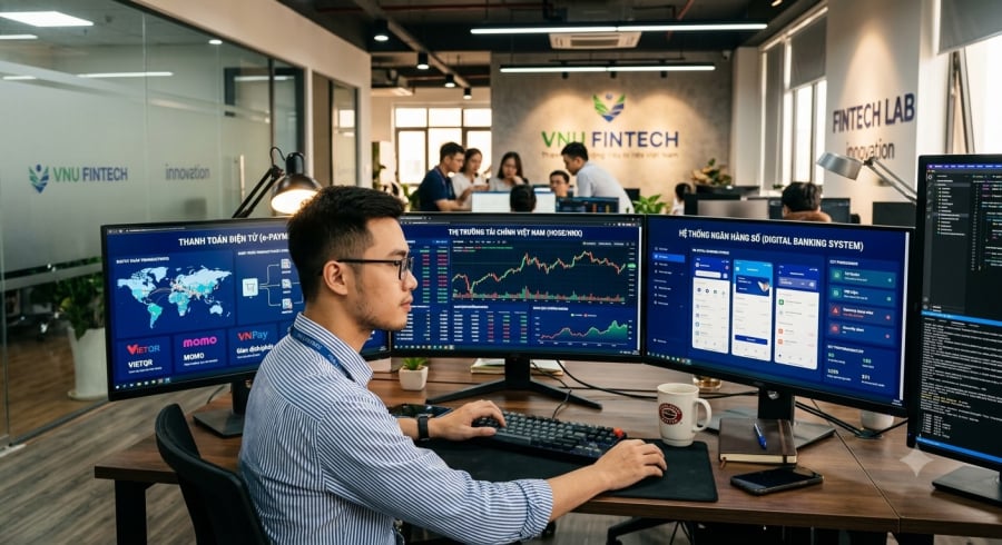 Sinh viên ngành Fintech được đào tạo đồng thời về tài chính, công nghệ và phân tích dữ liệu để đáp ứng nhu cầu nhân lực chất lượng cao.