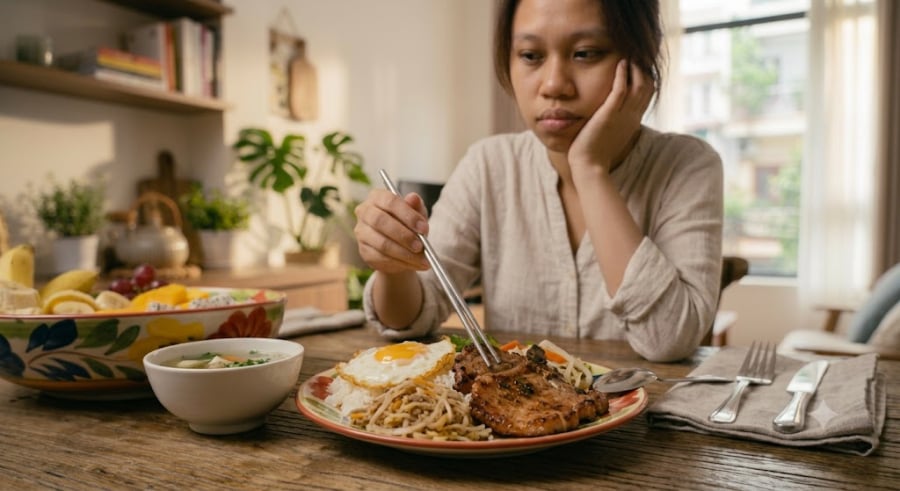 Chức năng tiêu hóa chất béo suy giảm khiến bạn hay bị đầy bụng, buồn nôn nhẹ hoặc chán ăn, lâu dần dẫn đến sụt cân không rõ lý do.    