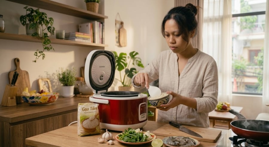 Trộn 2 phần gạo trắng với 1 phần ngũ cốc bất kỳ (gạo lứt, yến mạch, gạo đen hoặc kê). 