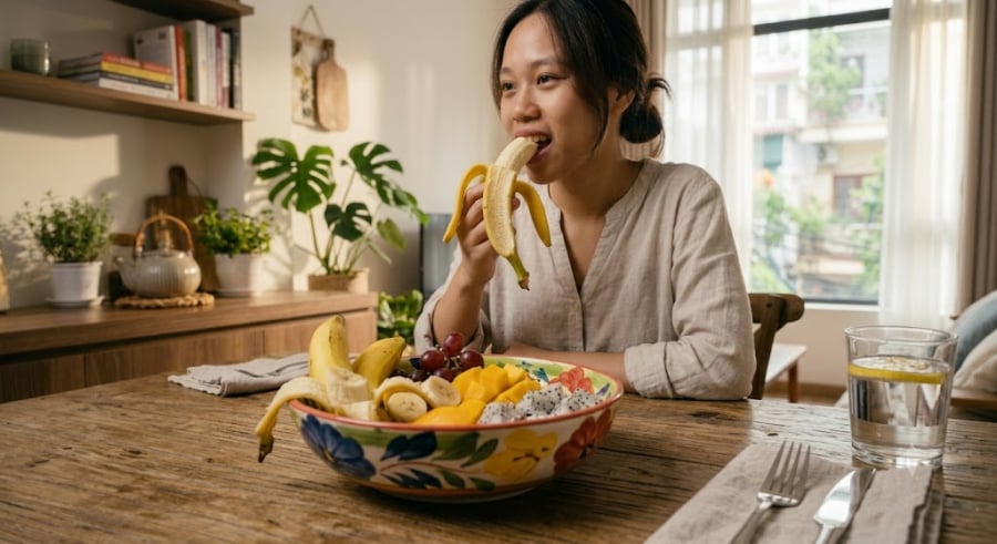 Để đường huyết ổn định nhất, hãy ưu tiên ăn chuối trước khi chúng chín vàng ruộm hay xuất hiện đồi mồi. Nghiên cứu đăng trên tạp chí Plos One cho biết: Chuối chưa chín hẳn chứa lượng lớn tinh bột kháng và chất xơ.    