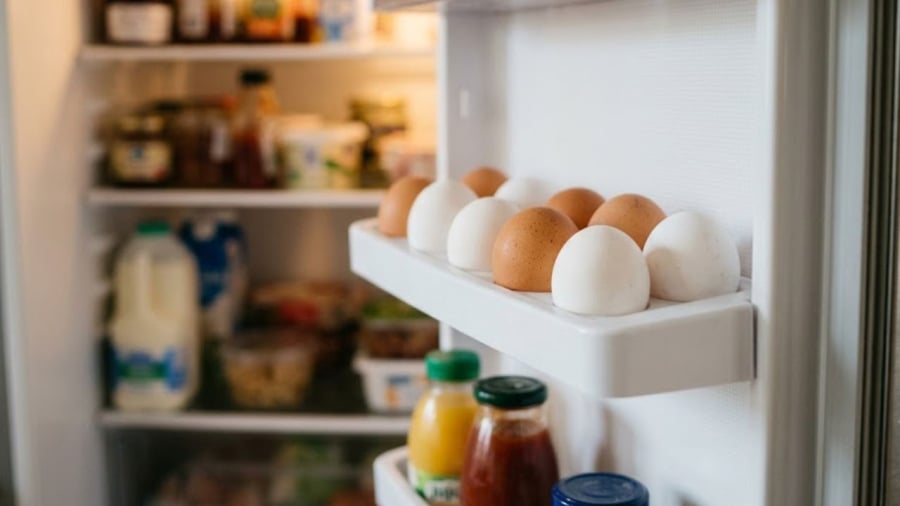 Trứng là một trong những thực phẩm không nên đặt ở cánh cửa tủ lạnh.
