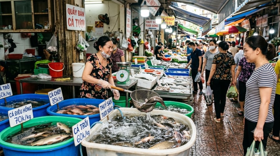 Khi mua cá, người tiêu dùng nên ưu tiên chọn cá còn khỏe, mắt trong, mang đỏ và có nguồn gốc rõ ràng.