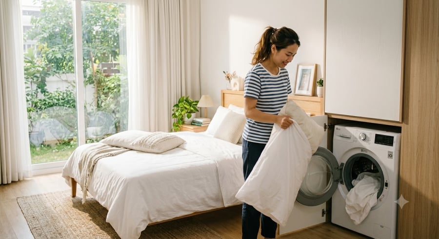 Vỏ gối nên được giặt mỗi tuần để hạn chế mạt bụi, vi khuẩn và các tác nhân gây dị ứng.