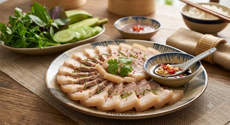 Luộc thịt là phương pháp chế biến quen thuộc trong bữa ăn hàng ngày của gia đình Việt.
