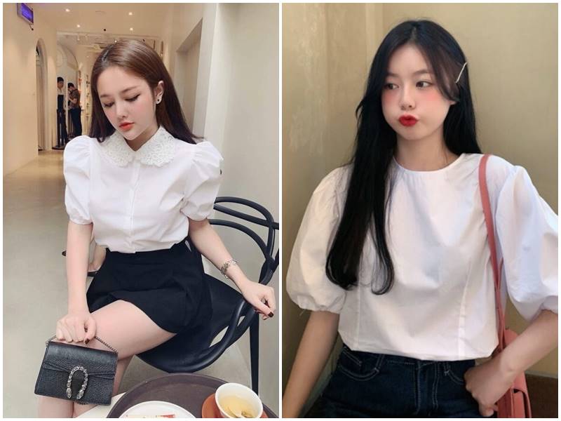 Những mẫu sơ mi sở hữu phần tay áo phồng nhẹ luôn mang lại vẻ ngoài thời trang và mềm mại hơn so với thiết kế cổ điển.