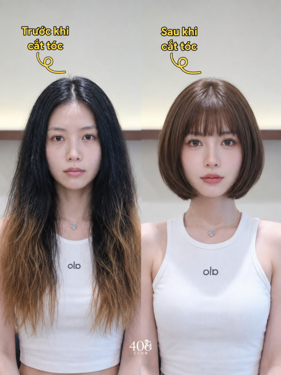 Đối với mái tóc khô, xơ hoặc thiếu sức sống, kiểu bob cắt bằng là giải pháp đáng cân nhắc.
