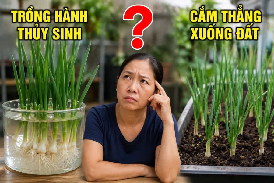 Trồng củ hành xuống đất hay trồng nước để nhanh ra lá hơn?
