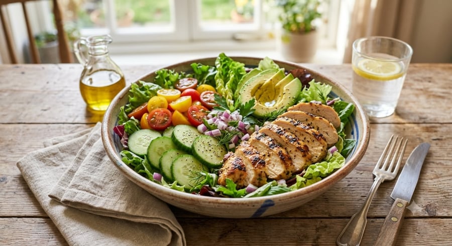 Kết hợp xà lách với thực phẩm giàu protein và chất béo lành mạnh giúp tạo nên bữa ăn cân bằng, tốt cho sức khỏe.