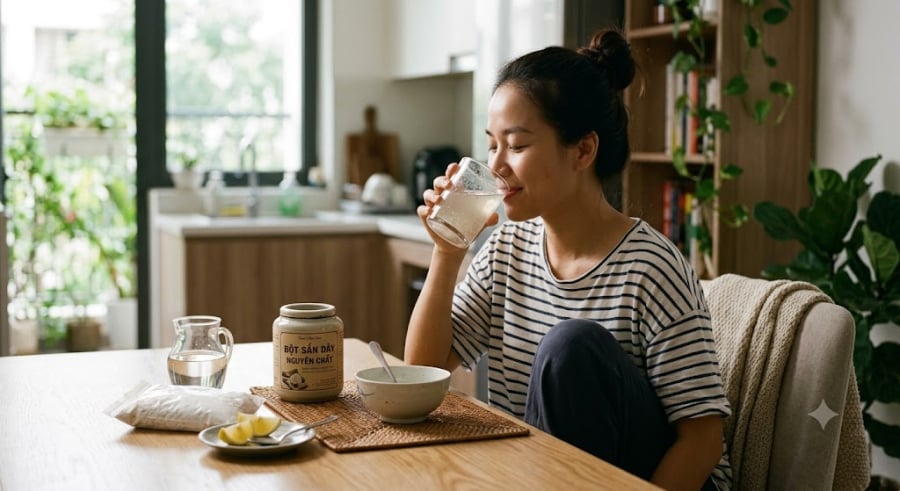 Theo Đông y, bột sắn dây có tính bình nhưng khi pha uống sống lại có tính hàn (lạnh) rất cao.    