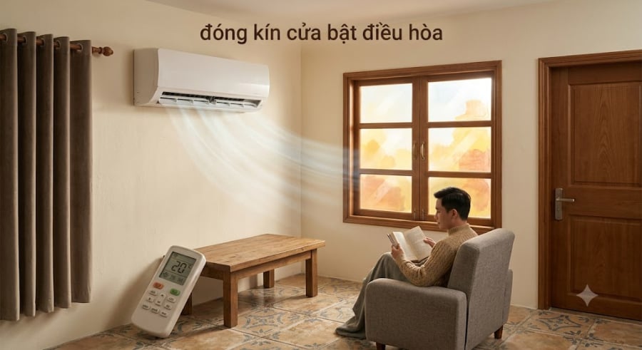 Trong một không gian hoàn toàn đóng kín, khí lạnh từ điều hòa chìm xuống dưới sàn, trong khi khí nóng tích tụ ở phía trên trần nhà.
