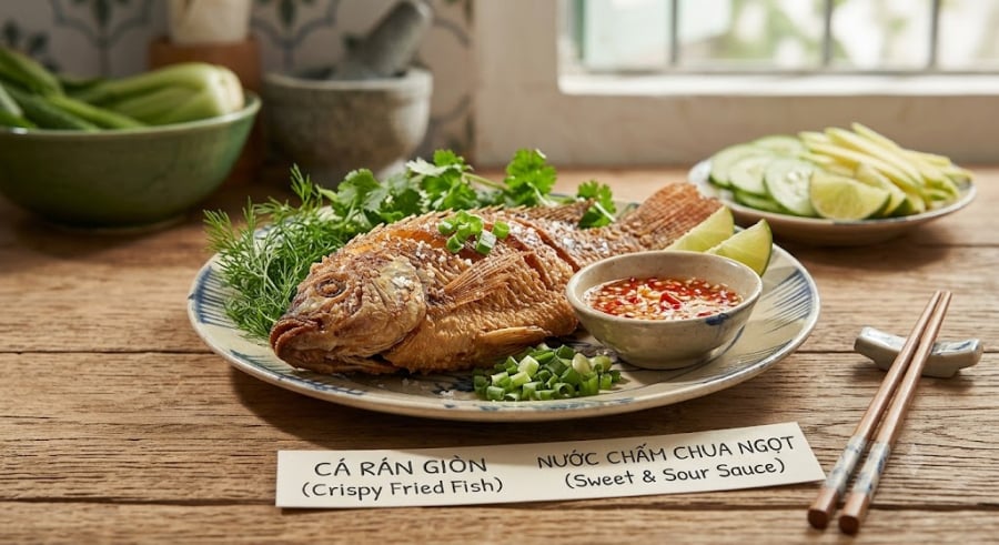 Sau khi làm sạch, rắc một ít muối và chút đường lên bề mặt cá rồi thoa đều.