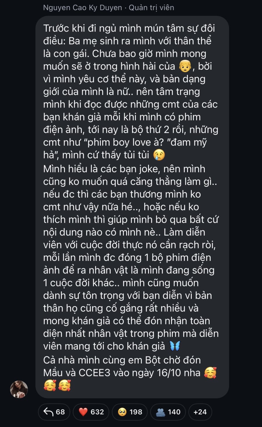 Kỳ Duyên lên tiếng trước những bình luận khiến cô cảm thấy tủi thân    