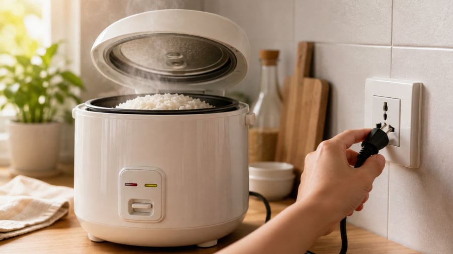 Có nên ngắt điện ngay sau khi cơm chín?
