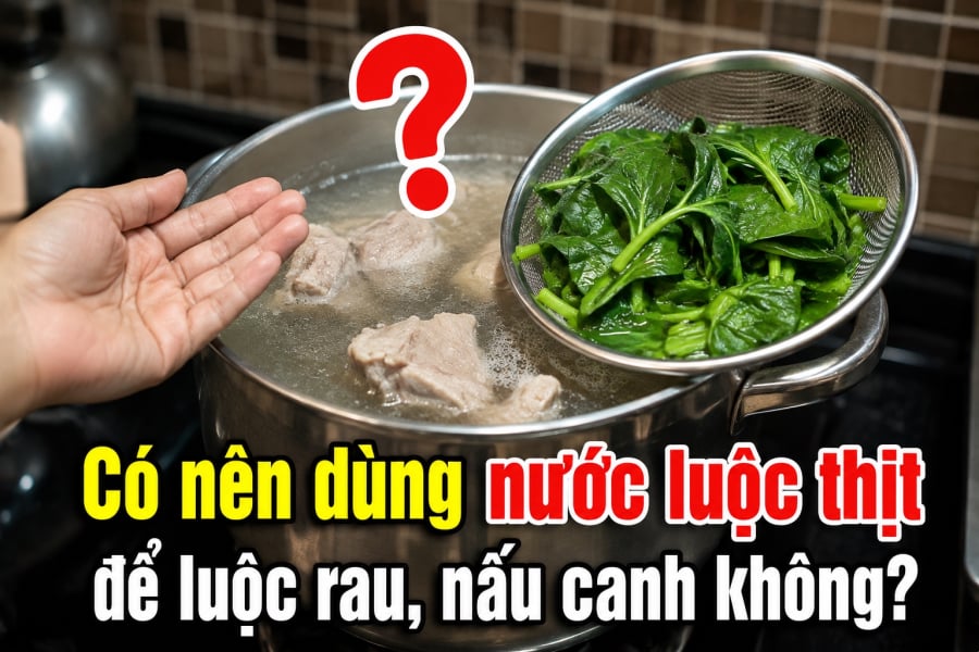Nước luộc thịt sau khi chế biến thường được nhiều gia đình tận dụng để luộc rau hoặc nấu canh nhằm tạo vị ngọt tự nhiên và hạn chế lãng phí.
