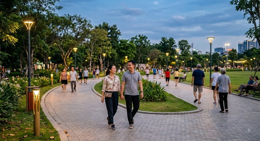 Đi bộ nhẹ nhàng 10 phút sau bữa tối là cách đơn giản để tăng thêm vận động vào cuối ngày.