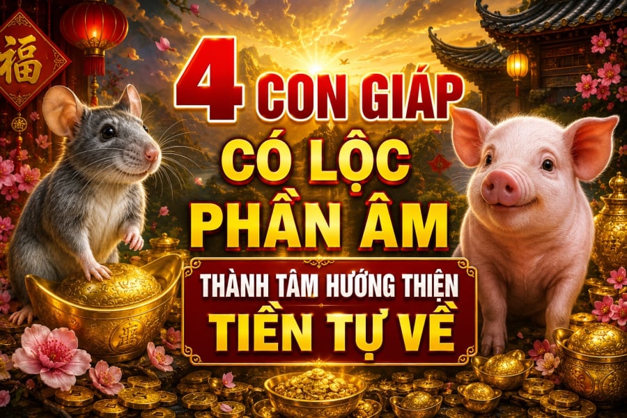 Tạo ảnh hình chữ nhật ảnh tưởng tượng chung 1 khung hình Tuổi dần và tuổi dậu ( không viết tên con giáp), Nổi bật text: 3 con giáp: Mùng 1, mùng 2, mùng 3 Âm tin vui gõ cửa