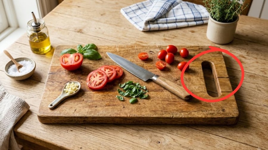 Thiết kế khe hở ở đầu thớt không chỉ dùng để treo vật dụng này lên móc khi không sử dụng mà còn có thể giúp người dùng nhấc thớt lên một cách dễ dàng hơn.