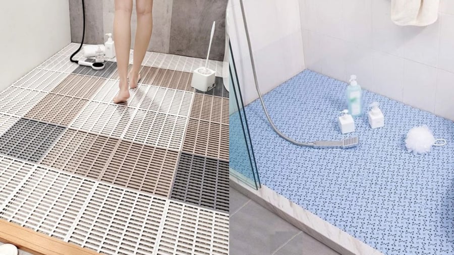 Bạn có thể sử dụng các loại thảm chống trơn trượt nhà tắm để khắc phục vấn đề sàn nhà dễ gây trượt ngã.
