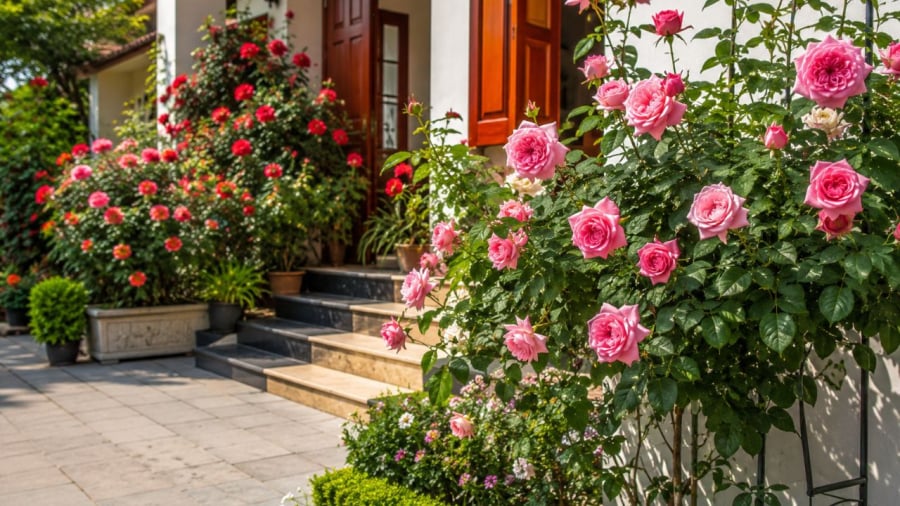 Hoa hồng trước nhà được nhiều người yêu thích