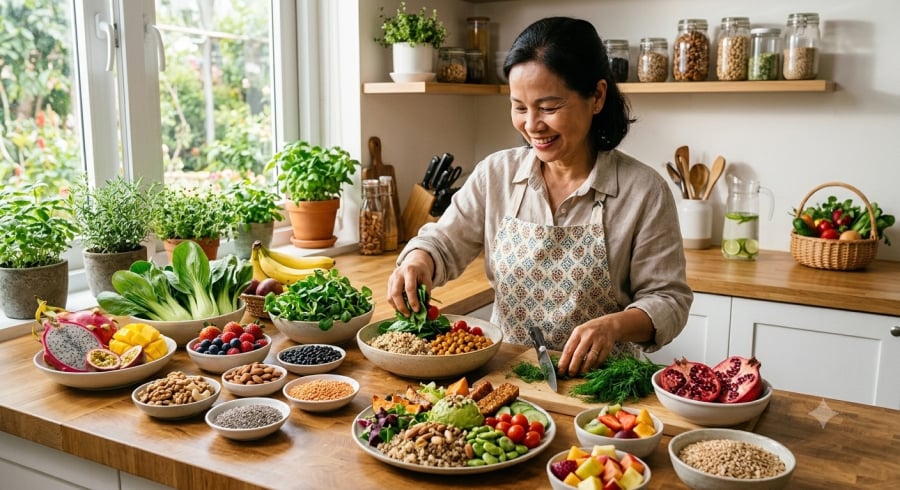 Ăn uống cân bằng, ưu tiên thực phẩm toàn phần góp phần xây dựng lối sống lành mạnh về lâu dài.