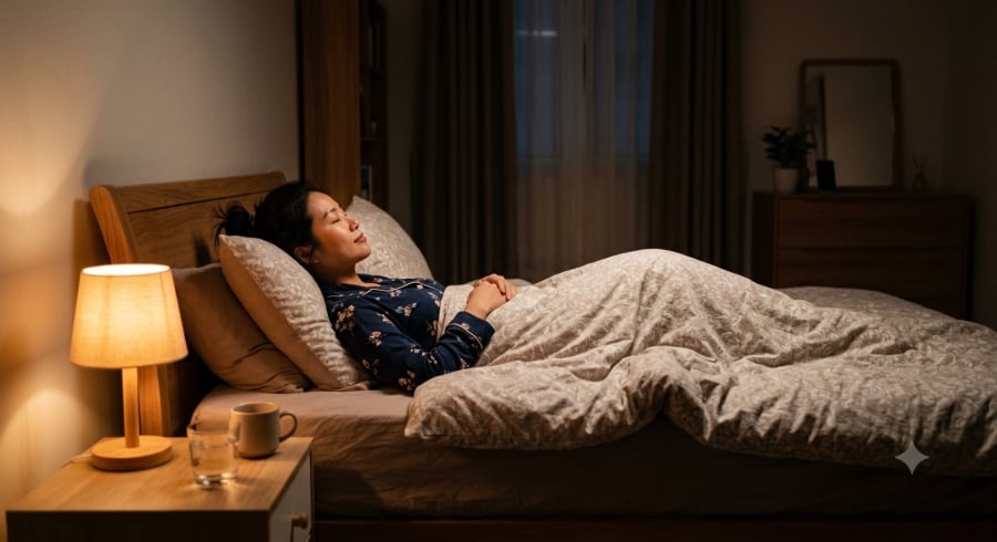 Giảm ánh sáng và hạn chế thiết bị điện tử trước giờ ngủ giúp cơ thể nhận tín hiệu ban đêm, hỗ trợ quá trình tiết melatonin tự nhiên.