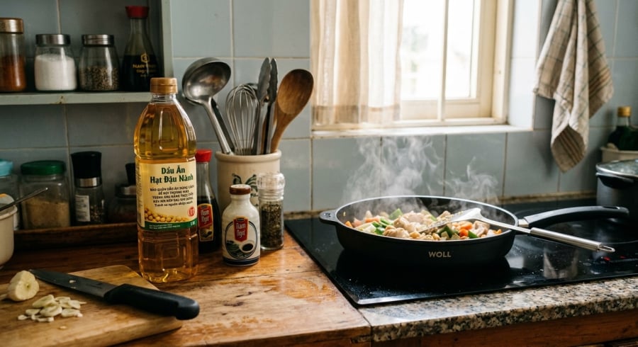 Nên bảo quản dầu ăn ở nơi khô ráo, thoáng mát, tránh ánh nắng trực tiếp và nguồn nhiệt.