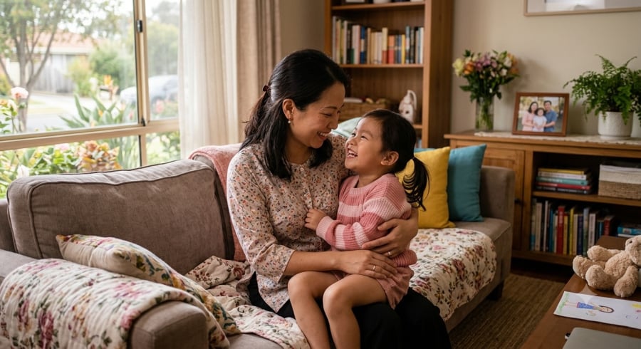 Một đứa trẻ biết quan tâm, chia sẻ và yêu thương cha mẹ chính là niềm hạnh phúc giản dị của gia đình.