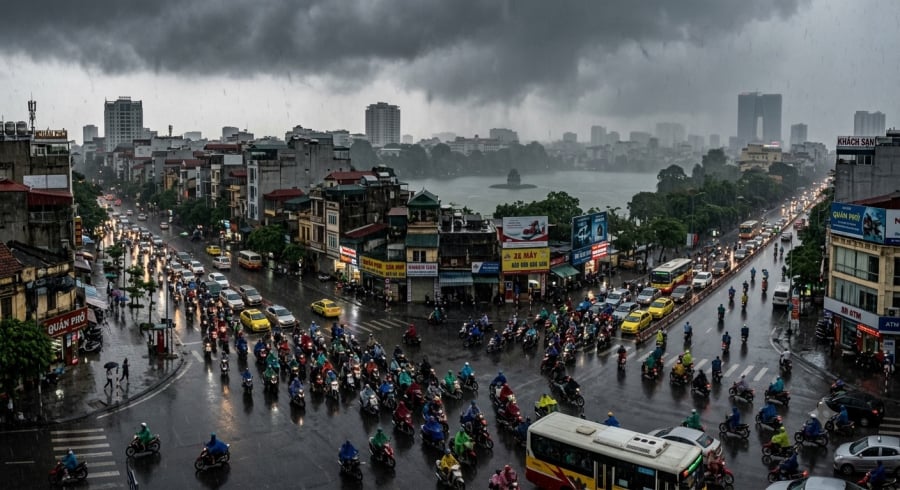 Hà Nội được dự báo có mưa vừa, mưa to và dông trong ngày 24/8, cục bộ có nơi mưa rất to.