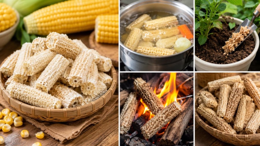Tận dụng lõi ngô trong nhiều việc
