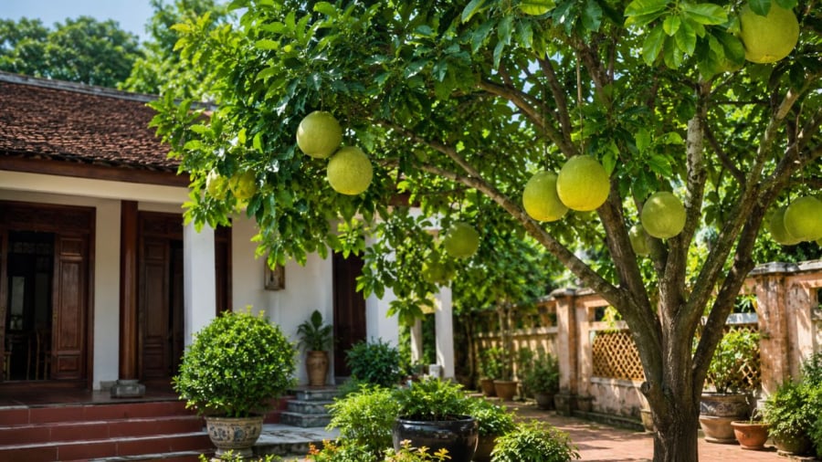 Trồng cây bưởi trước nhà mang nhiều ý nghĩa tốt lành