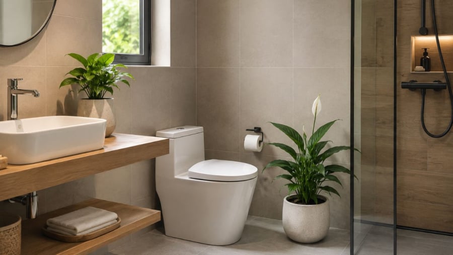 Trồng một vài chậu cây nhỏ trong nhà vệ sinh giúp mang lại  hững lợi ích bất ngờ