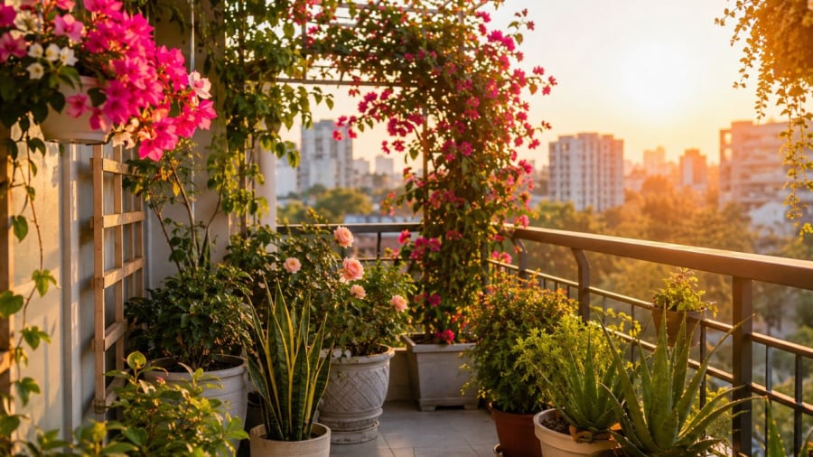 Trồng cây thích hợp giúp ban công vừa đẹp, nhà vừa thêm mát