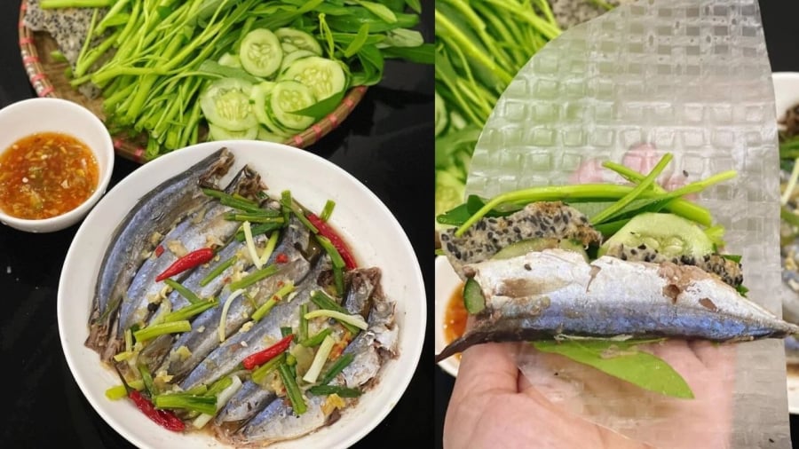 Cá nục hấp cuốn bánh tráng là món ăn dân dã, có hương vị hấp dẫn, được nhiều người yêu thích.