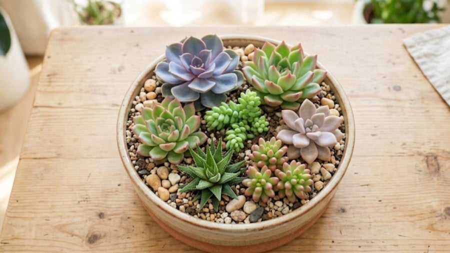 Khi trồng sen đá, bạn nên để cây ở nơi thông thoáng, không cần tưới quá nhiều nước.