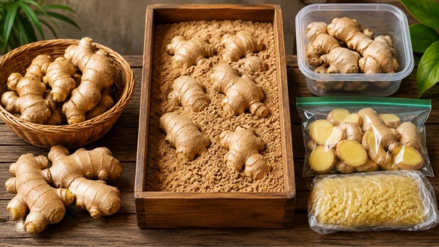 Những cách bảo quản gừng giúp gừng lâu khô lâu mọc mầm