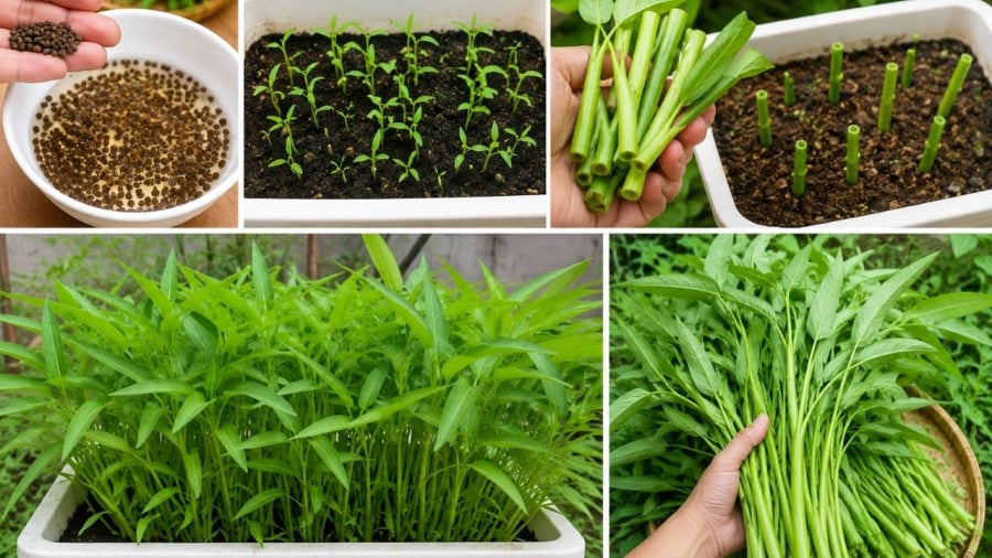 Trồng rau muống trong chậu cũng rất đơn giản