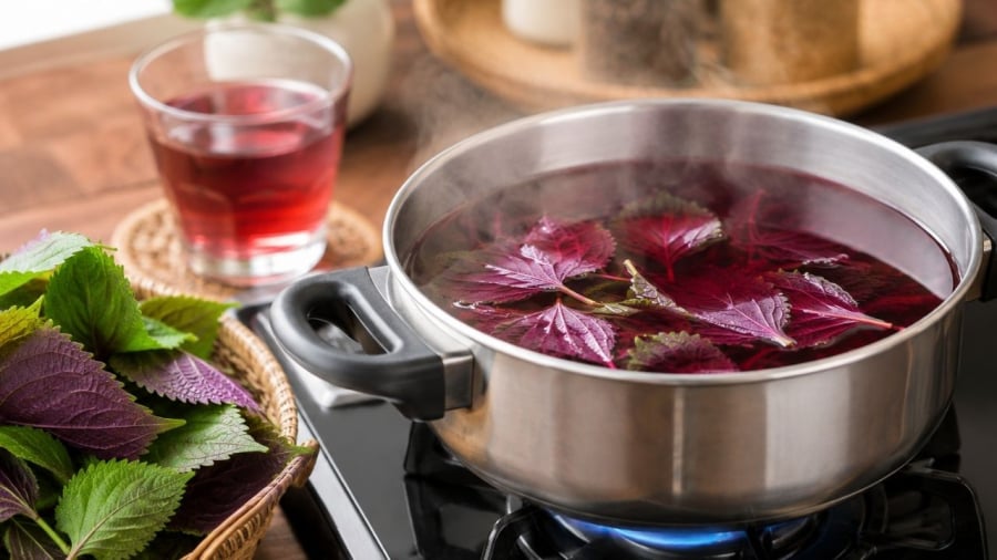 Nên nấu tía tô trong khoảng thời gian vừa phải
