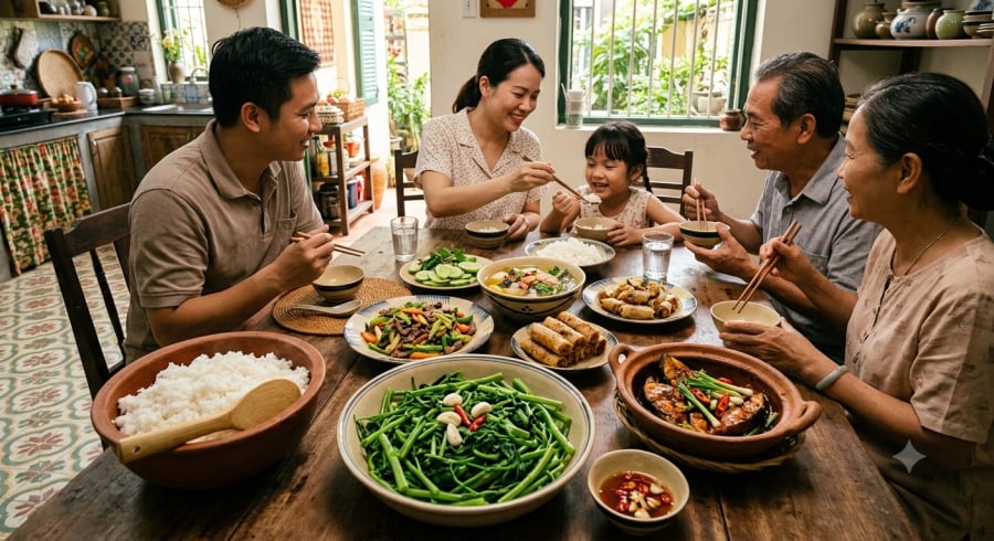 Bắt đầu bữa ăn bằng rau có thể giúp tăng lượng chất xơ và hỗ trợ kiểm soát lượng cơm ăn vào.