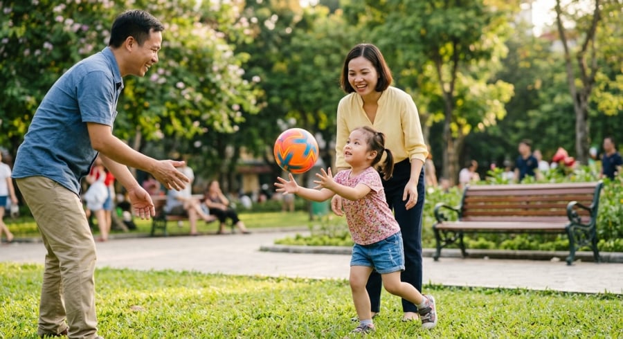 Các trò chơi tung - bắt bóng giúp trẻ rèn khả năng quan sát và phối hợp tay - mắt.