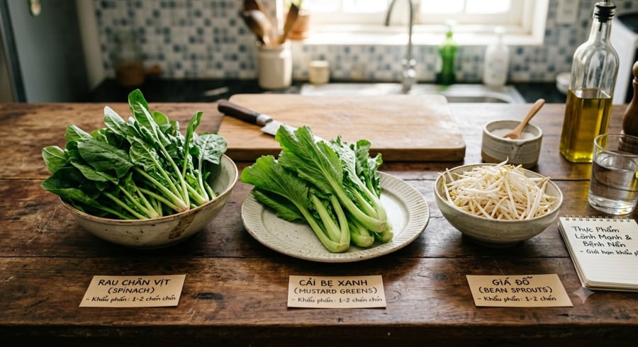 Rau xanh tốt cho sức khỏe nhưng người mắc bệnh thận cần lựa chọn và cân đối khẩu phần theo tình trạng bệnh.