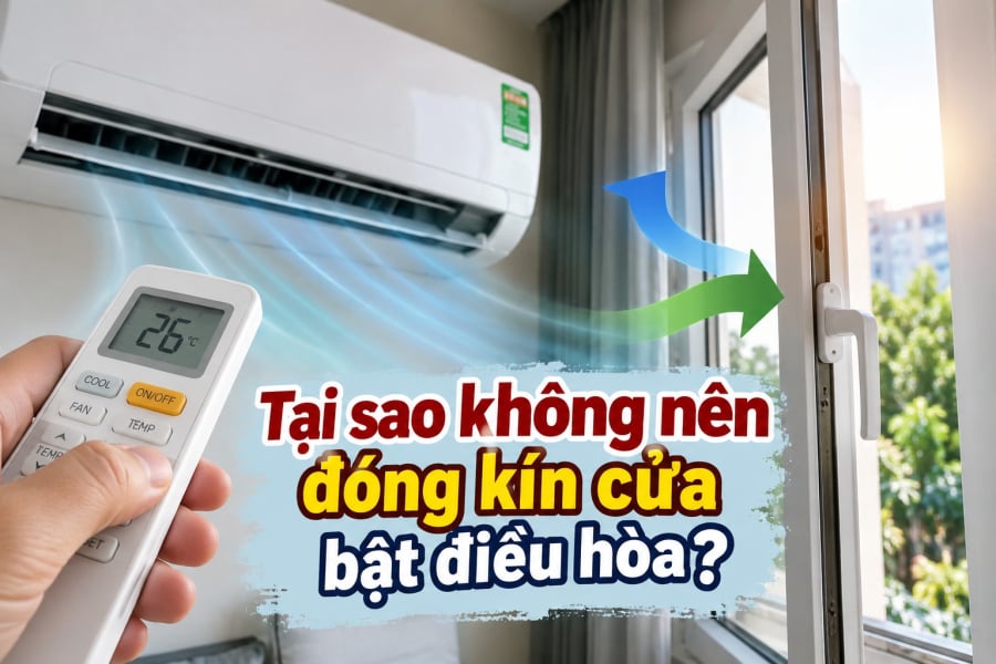 Nói ngắn gọn, không nên đóng kín phòng liên tục khi bật điều hòa vì máy lạnh gia đình chủ yếu làm mát và tuần hoàn lượng không khí có sẵn trong phòng, chứ không đồng nghĩa với việc liên tục đưa không khí tươi từ bên ngoài vào.     