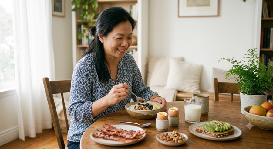 Bổ sung đủ protein trong chế độ ăn là một trong những yếu tố cần lưu ý để hỗ trợ duy trì khối cơ khi bước vào tuổi trung niên.