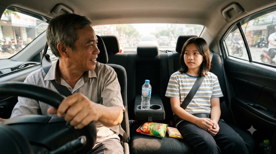 Một chai nước và vài gói bánh trên chuyến xe đã trở thành tình huống để người mẹ nhận ra một kỹ năng ứng xử cần dạy con từ sớm.