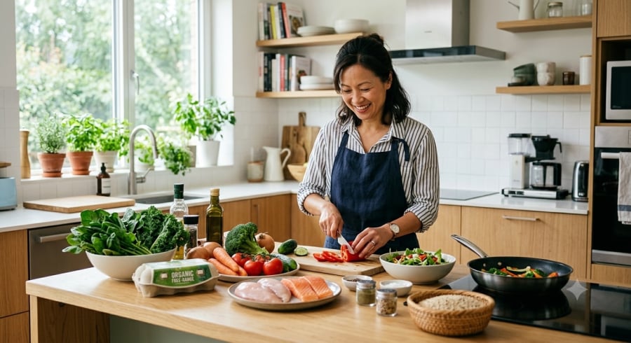 Nữ bác sĩ lựa chọn điều chỉnh khẩu phần và duy trì thói quen ăn uống đều đặn thay vì ép cân bằng những chế độ quá khắt khe.