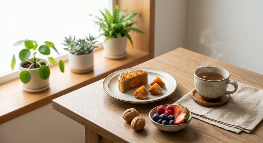 Nên cân đối khẩu phần và ưu tiên đồ uống không đường khi thưởng thức bánh Trung thu.