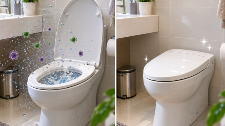 Bạn thường đóng mở nắp bồn cầu thế nào?