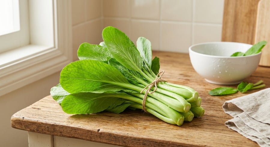 Cải ngọt là loại rau quen thuộc, dễ mua và có thể chế biến thành nhiều món trong bữa cơm gia đình.