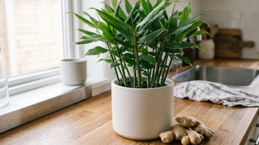 Trồng gừng trong nhà giúp bạn chủ động về nguồn gia vị dùng trong nấu nướng.